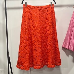Banana Republic Orange Floral Lace A-Line Skirt